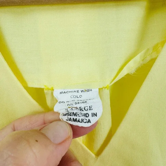 Vintage Hand Embroidered‎ Yellow Floral Midi Dress Boho V-Neck Size L - Picture 3 of 9